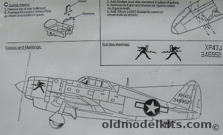 Koster 1/48 Republic XP-47J Conversion Kit - Bagged, 25 plastic model kit